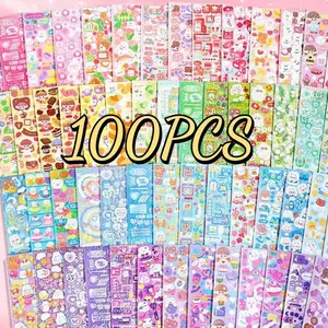100pcs/200pcs Cartoon Sticker Pack, Stickers Kit, Various Decorative Paper Stickers, for Scrapbooks, Journals, DIY Crafts, Stationery, Back-To-School Supplies