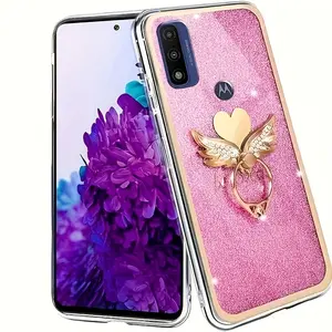 for Moto G Pure,Moto G Power 2022,Moto G Play 2023 Smartphone Case, Metal Wing Ring Stand Holder Design, Electroplated Imd+tpu Material, Durable Shockproof Protection Cover for Daily Use Accessories