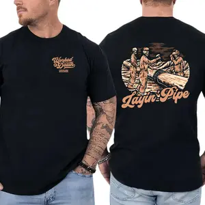 Layin’ Pipe Construction T-Shirt, Pipeline Worker Graphic Tee, Funny Blue Collar Work Shirt for Plumbers & Pipefitters, Gift for Tradesmen