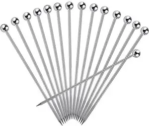 15PCS Stainless Steel Cocktail Picks, Reusable Martini Olive Skewers for Drinks, Appetizers, Fruit & Bloody Mary Garnish (4.3 Inch)
