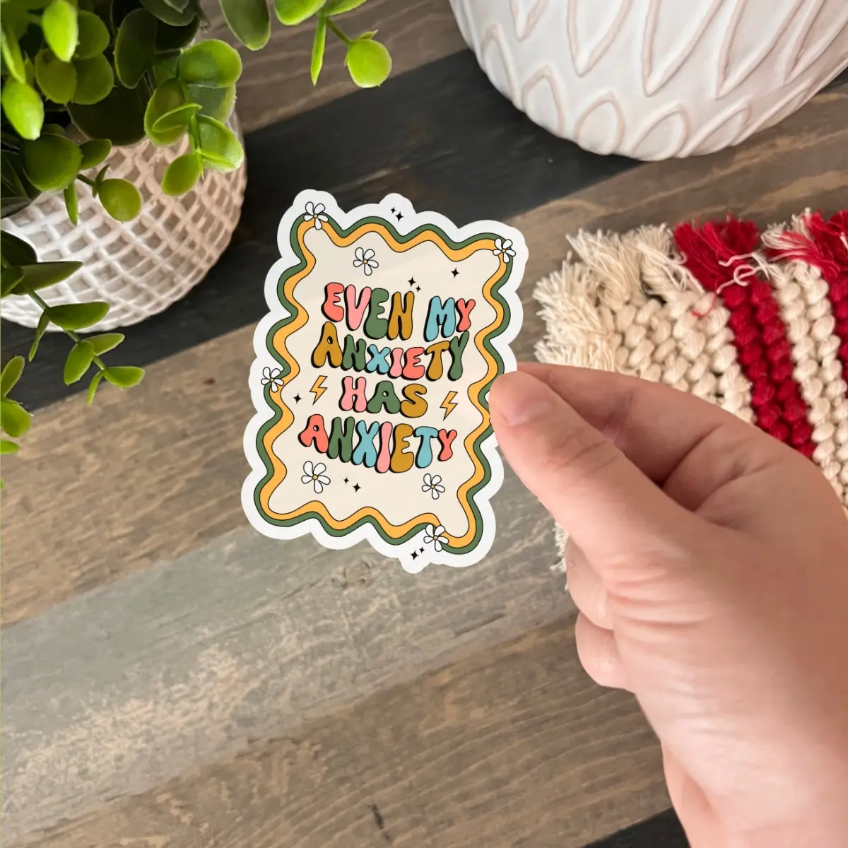 Mental Health Sticker Paper, Waterproof Anxiety-Themed Home Decor Prop, Decorative Ornament for Home Supplies