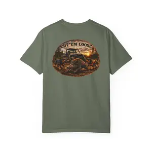 Cut 'Em Loose ATV Hog Hunting T-Shirt | Off-Road Boar Hunting Graphic
