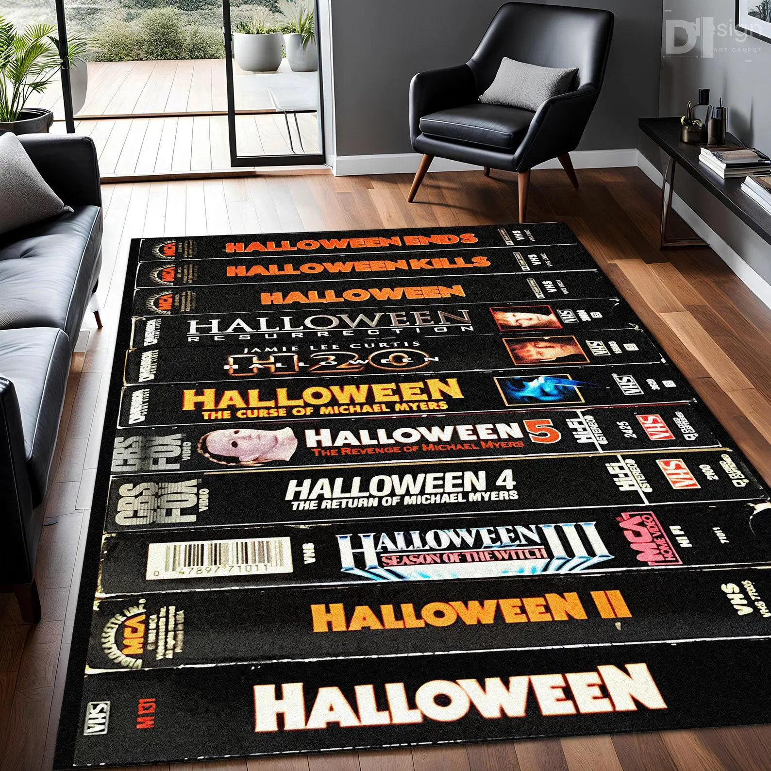 VHS Rug, Horror Movie Rug, Retro Movies Rug, Halloween Movie Series, Movie Room Decor, Customizable Rug, Non Slip Rug, Popular Rug, Gift Rug