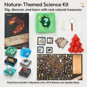 Digalore No-mess Earth Science Discovery Box  – designed for kids 8+ with nature-themed exploration materials for clean, hands-on STEAM learning. Perfect for rainy days, weekends, travel, quiet-time play, Christmas gift.