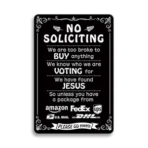 No Soliciting Sign, Funny Metal Sign, Vintage Metal Sign, Decorative Sign for House, Wall Art for Home Living Room Bedroom Office