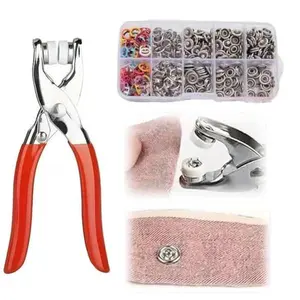Sewing Kit with 100PCS Metal Buttons - Manual Pliers Tool Included, Snap Metal Button Kit with Tool for Fabric, Buttons and Pliers Tools Kits, Button System for DIY Crafts Clothe
