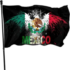 Mexico Flag Mexican American Flag 3x5 Outdoor Double Sided Mexico Usa Friendship Flag Vivid Color Polyester with Brass Grommets Patriotic House Yard Decoration Banner