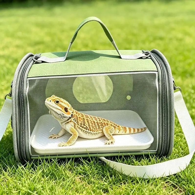 Durable Polyester Reptile Travel Carrier Bag - Breathable, Comfortable Airflow, Transparent Window, Adjustable Shoulder Strap, Compact Outdoor Pet Cage for Snake Transportation, Outdoor Walks, Short Trips, Versatile Use
