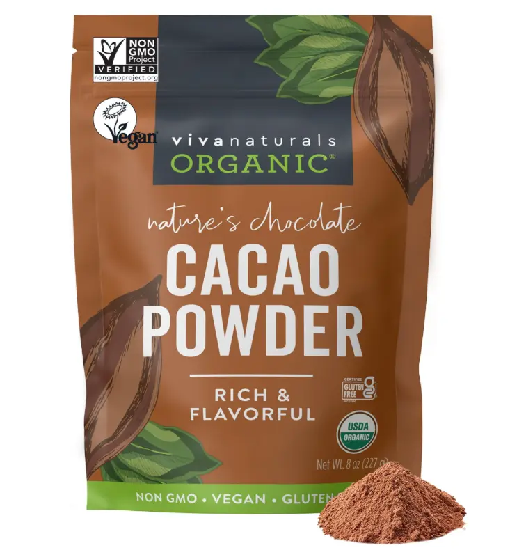 Organic Cacao Powder, Unsweetened, 8 oz (227 g) – Rich Dark Chocolate Flavor, Perfect for Baking, Smoothies & Hot Chocolate – Vegan, Keto, Paleo, Non-GMO & Gluten-Free Cocoa Powder
