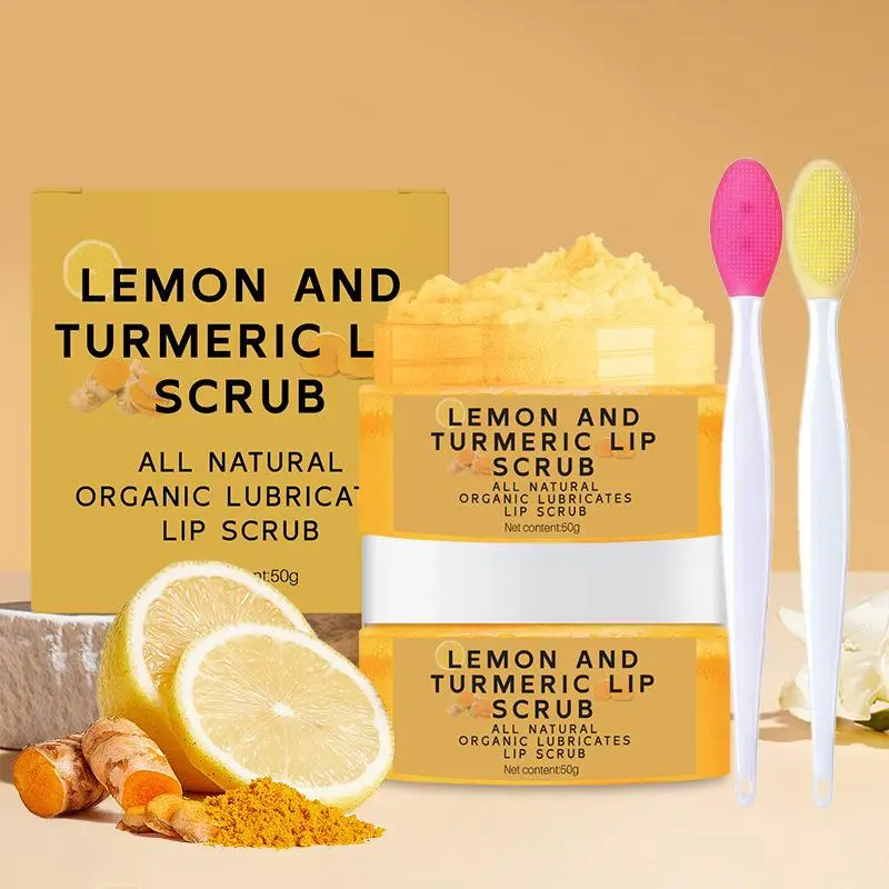 Lip Scrub Set, Exfoliating Lip Treatment with Turmeric Lip Exfoliator Paste and Lip Brush, Brightening Glow Lip Care Kit, Lip Essentials, Lip Care Routine, Glowing Lips, 1 Piece, Non-Flammable Aerosol Safe