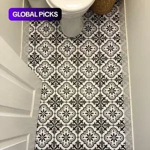 12-Piece Moroccan Black & White Vintage Pattern Self-Adhesive Vinyl Floor Tiles, Durable DIY Home Decor Tiles for Kitchen, Bathroom and Guesthouse Renovations, Available in 2 Sizes: 7.87 x 7.87-inch and 11.81 x 11.81-inch #GLOBAL PICKS
