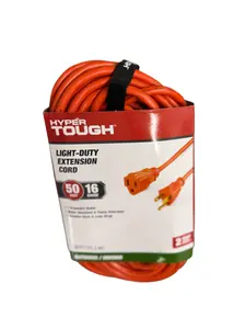 Hyper Tough 50FT 16AWG 3-Prong Orange Single Outlet Outdoor Extension Cord - 125V, 13A