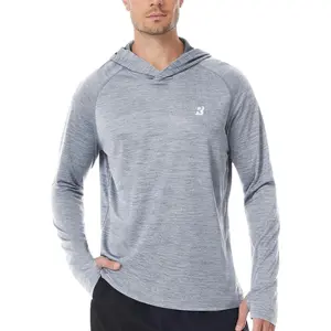 UPF 50+ Fishing Shirts for Men, Long Sleeve SPF UV Sun Protection Hoodie with Thumb Holes Swim Running Rash Guard comfortable sport vest