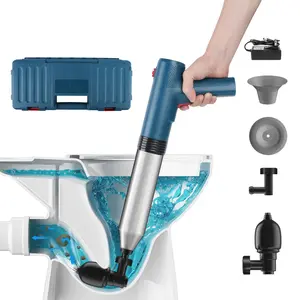 Electric Toilet Plunger Clog Remover – Powerful High-Pressure Air Drain Blaster with 4 Adapter Heads, Rechargeable Plumbing Tool for Toilets