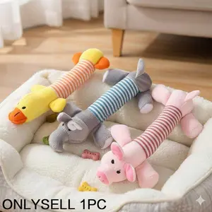 Squeaky Chew Toys for Small Medium Dogs - Interactive Puppy Teething, Bite Proof, Stress Relief Toys for Aggressive Chewers, Multiple Fun Animal Shapes (Pig, Duck, Elephant)