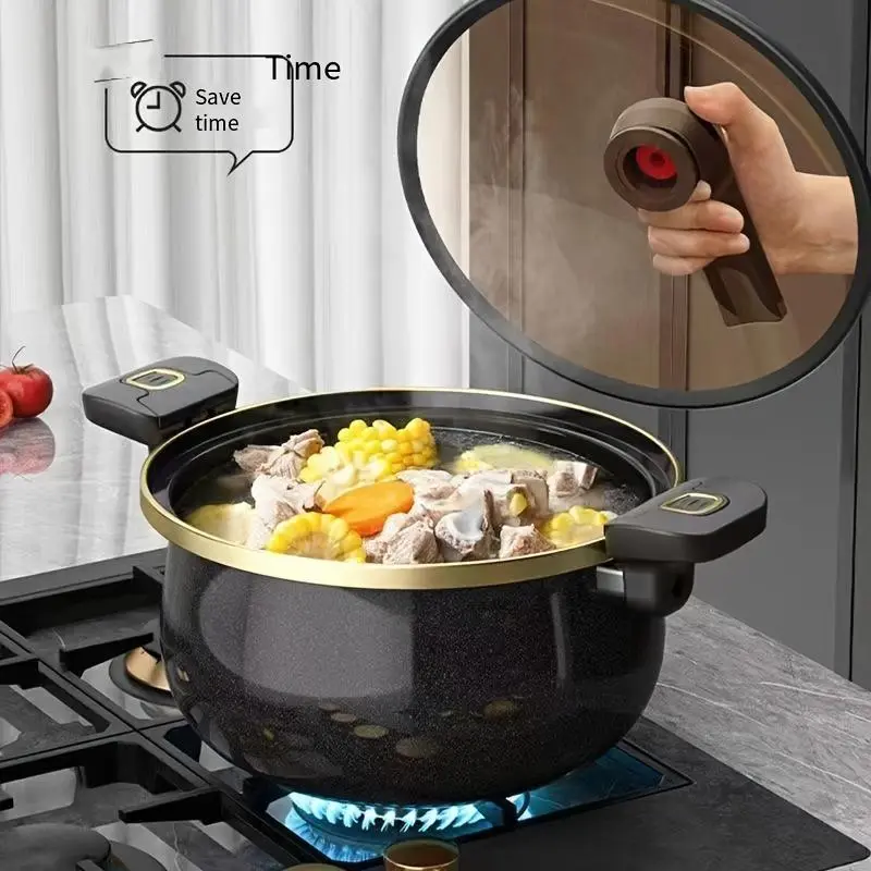 Enamel Stew Pot with Double Ears for Home Use, Non-Stick Pot for Soup and Stewing, Suitable for Induction Cooker or Gas