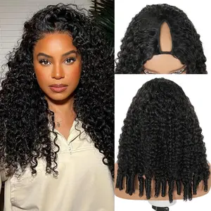 Burmese Curly V Part Wigs Human Hair Upgrade V Part Wig With Drawstring And Spiral End For Women Glueless No Leave Out Wigs