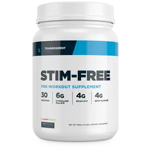 Transparent Labs Stim-Free Pre-Workout - Caffeine & Stim Free Pre Workout Powder for Men and Women with Beta Alanine Powder, Citrulline Malate, & elevATP (30 Servings) Fitness Supplement