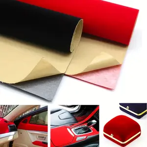 Yitap 10-Piece Velvet Fabric Wrap Set, Self-Adhesive Sticker Sheets, Car Interior Furniture Decoration Cloth, DIY Stretchable Material