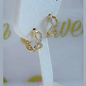 Infinity Hoop Earrings #01210-14k Laminated Gold Hypoallergenic 3 Layers Protection High Quality Daily Use