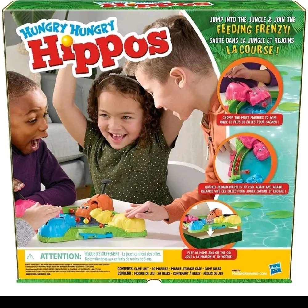 Hasbro-Hungry Hungry Hippos Classic Board Game Original Box All Marbles Included