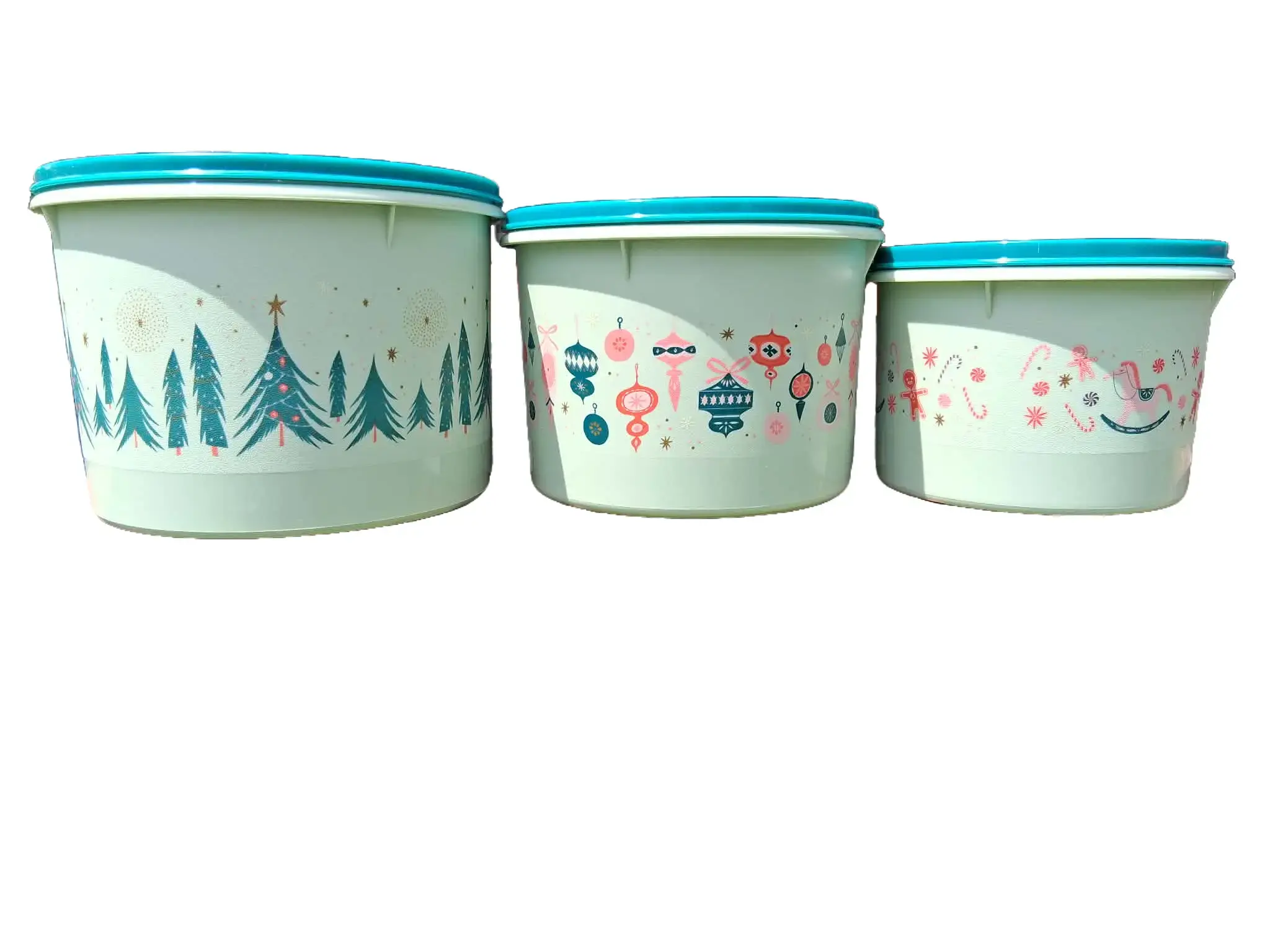 3 piece Christmas Canisters with Seals