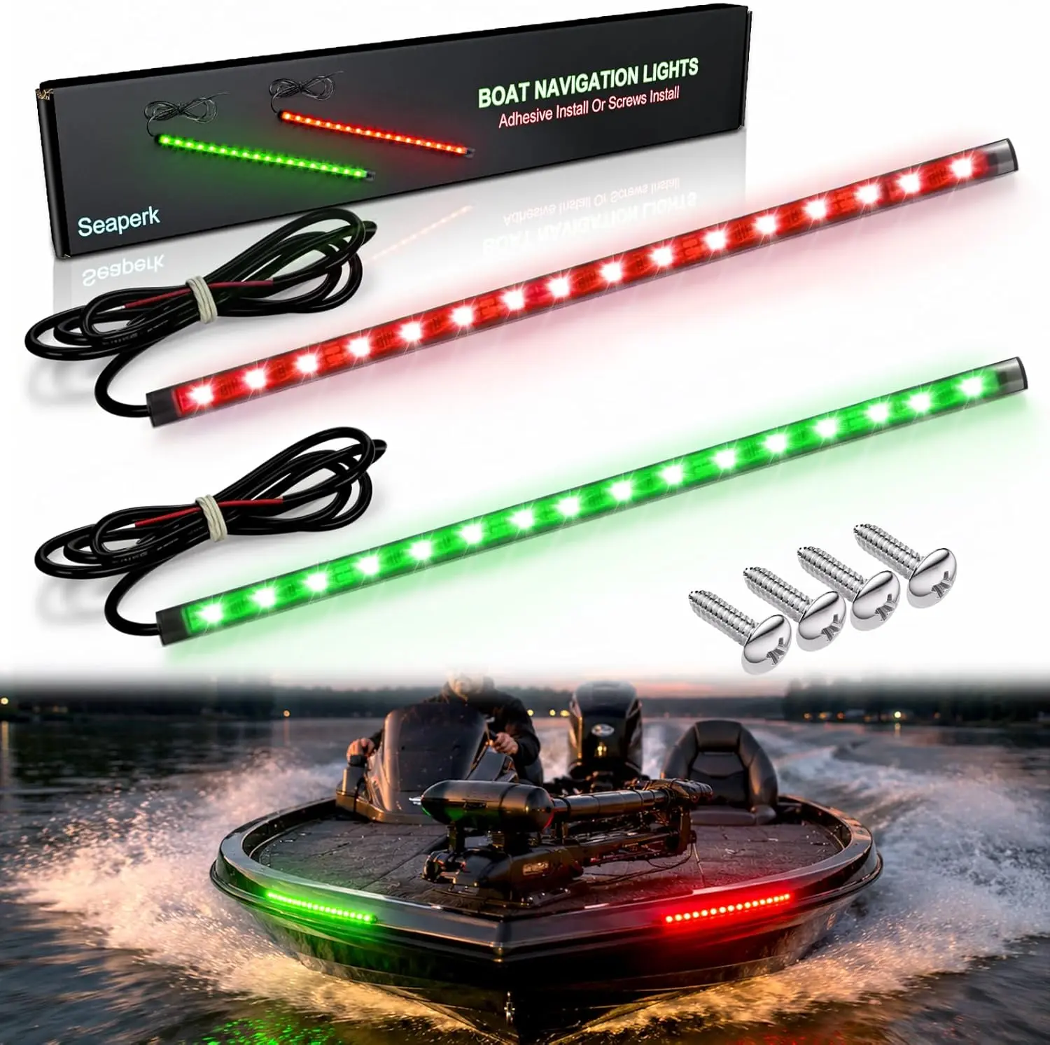 Boat LED Boat Navigation Light, Red and Green LED Marine Navigation Lights for Boats led, Boat Bow Lights For Night Fishing Night Boating Vehicle