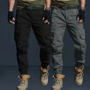 Men’s tactical cargo jogger pants, 2-pack/single piece, multi-pocket outdoor long pants, suitable for streetwear and outdoor activities
