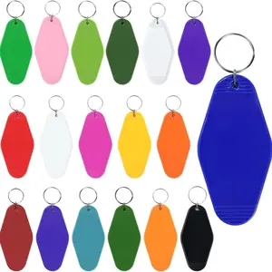 18PCS Blank Keychain with Key Rings, 18 Colors Rainbow Plastic Retro Diamond Motel Keychain for DIY Sublimation Crafts