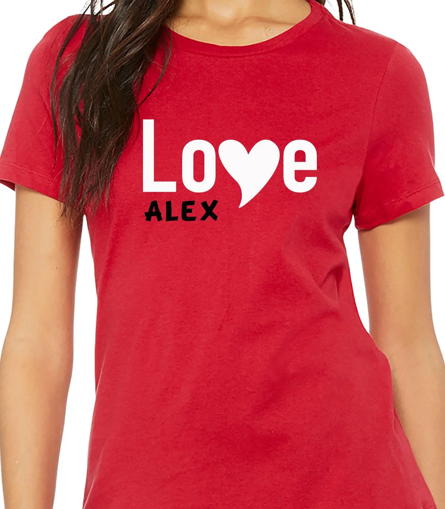 Love Shirt Custom Shirt - Personalized Red Casual Tee with Graphic Design for Valentine's Day Gift for Women