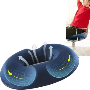 1 PC Blue Round Donut-shaped Cushion, Memory Foam, Coccyx Seat Cushion, Hemorrhoid Cushion, Pregnant Women's Buttock Support Cushion, Buttock Lifting Yoga Pillow, Seat Cushion For Car, Office, School