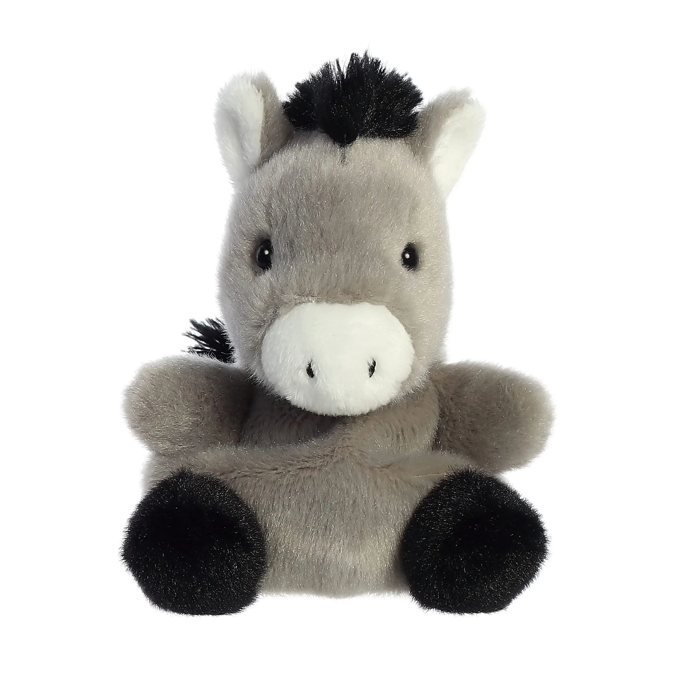 Aurora Palm Pals Eli Donkey Stuffed Animal – Soft Gray Plush Bean-Filled Collectible Donkey Toy for Kids and Adult Collectors – Barn Collection – Gray, 5 Inches