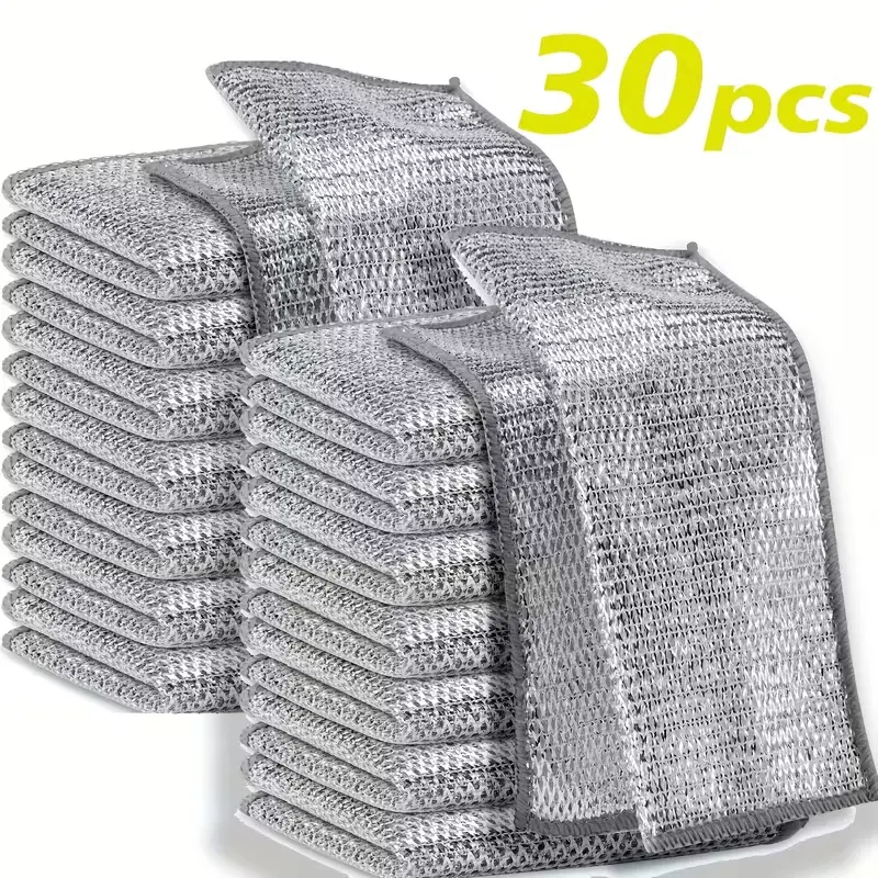 Reusable Double-Sided Mesh Cleaning Cloths - Dishwashing Cloths, Kitchen Cleaning Towels, Home Care Sponges & Scouring Pads, Buy 1 Get 3 Total PCS (10 Purchases Yield 30 PCS), Dishwashing Cloth