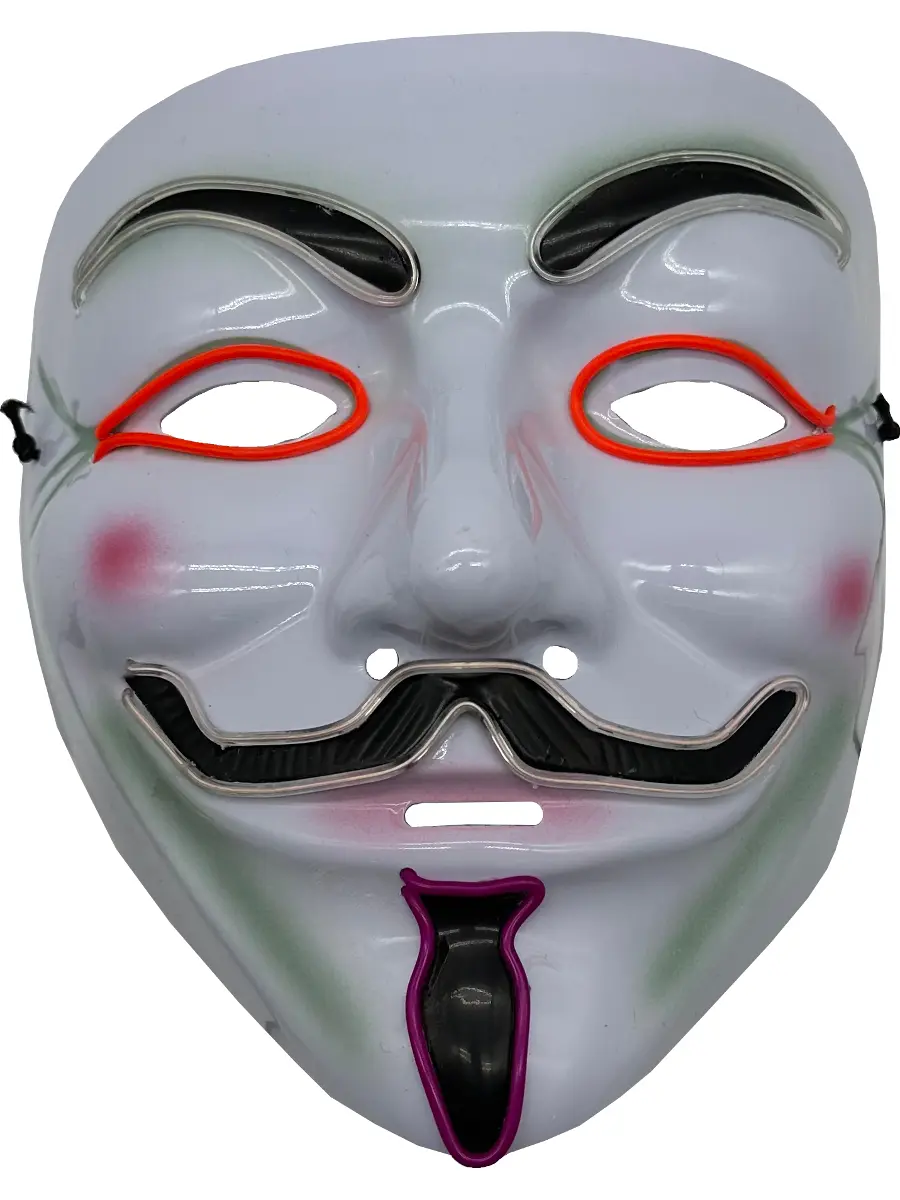 Guy Vendetta Anonymous Mask With 4 Color Party Wire EL Light
