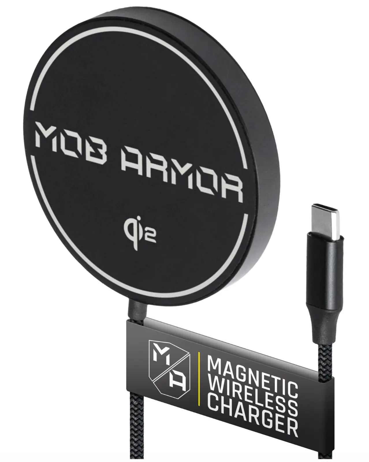 Mob Armor FLEX Charge 2 Qi2 & MagSafe Magnetic Wireless Charger with USB-C Input, 15W Charging Speed for Cellphone, Mobile Phone & Smartphone
