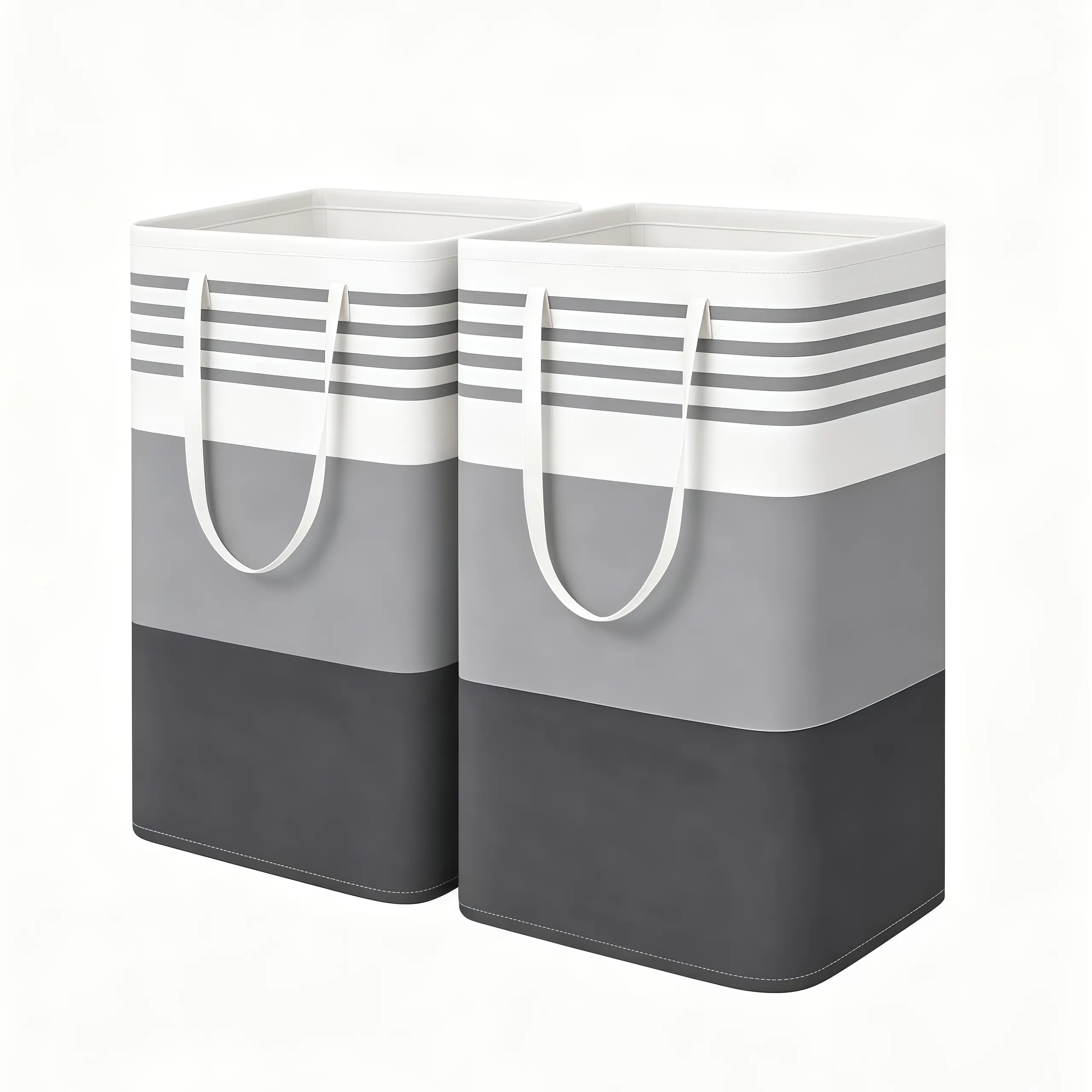 Waterproof Foldable Laundry Hamper & Clothes Storage Basket - 2-Piece/4-Piece Large Casual Rectangle Cotton Freestanding Hampers with Independent Design, High Legs, Extended Handle for Home, Camping