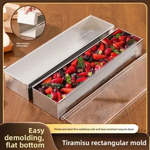Stainless Steel Rectangle Tiramisu Cake Mold - Non-Stick, Extra-Thick, Fixed Frame, Leak-Proof, Reusable for Cheesecake Mousse Desserts; Oven Safe Silicone Loaf Hand Pie Mold for Christmas Apple Pie Valentine’s Day Heart-Shaped