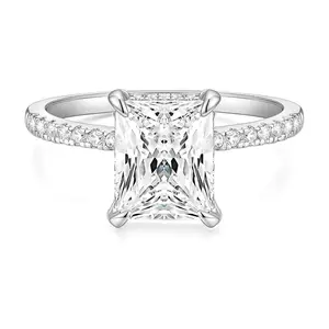 EAMTI 4CT Engagement Ring for Women Radiant Cut Cubic Zirconia Wedding Band CZ Promise Anniversary Ring