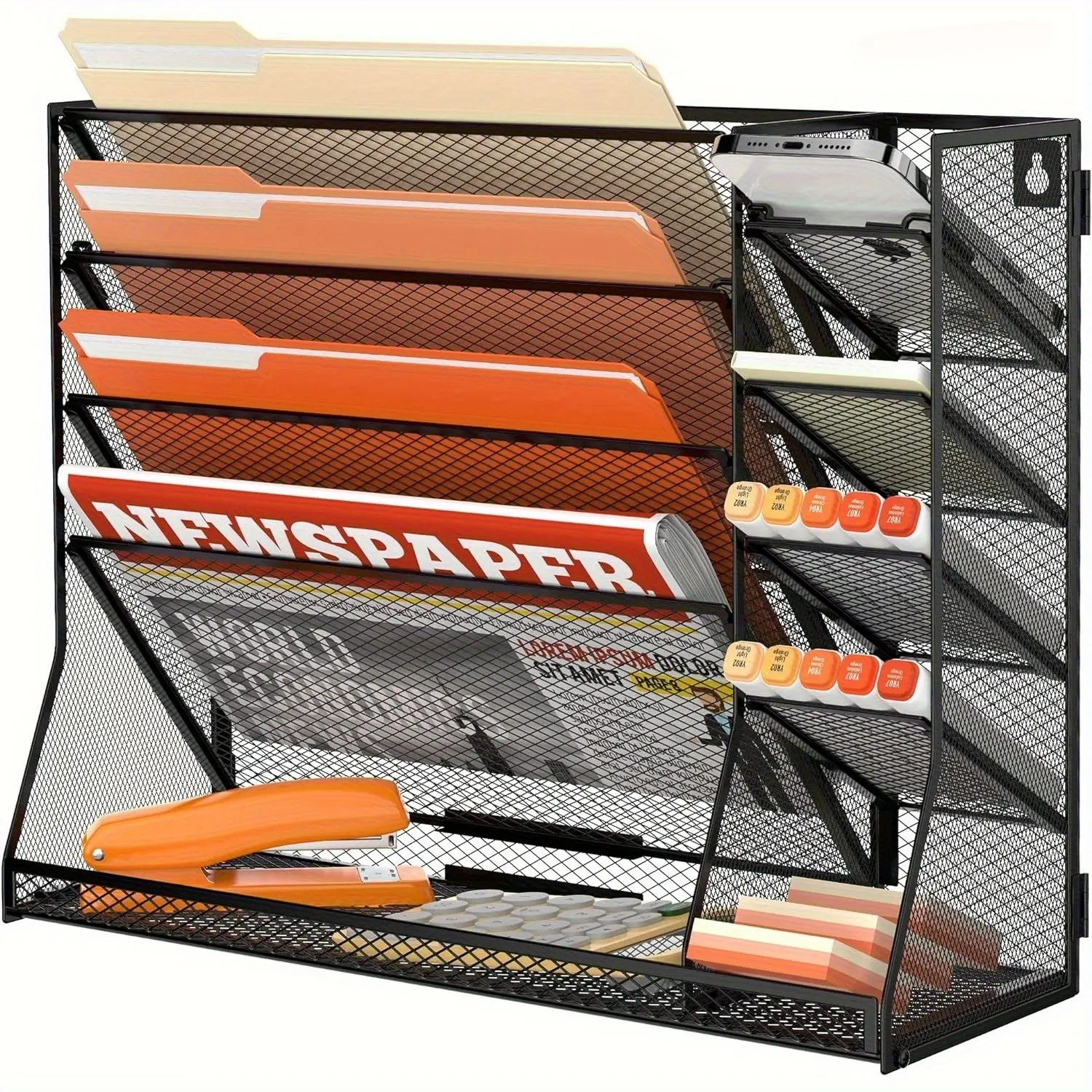5-Layer Desktop Storage Box with R-Shaped Chassis and Pen Holder, Suitable for Office and Home Desktop Accessories, Space-Saving Desk Organizer