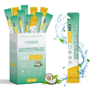 UNANA Natural Mouthwash Packets- Cold/Mild Mint Flavor, Alcohol-Free & Sugar-Free, 12hrs Protection for Strong Gums & Enhanced Breathing, Travel Size