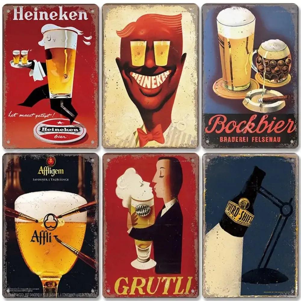 12x8 Inch  Aluminum Famous Beer Brand Poster Metal Sign Retro Belgian Dutch Beers Metal For Man Cave Bar Club Room Plaque Wall Art Decor