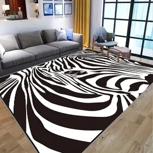 Zebra Pattern Area Rug, Non-slip Soft Floor Mat, Machine Washable Waterproof Carpet, Decorative Rugs, Animal Print Rug for Home Living Room Bedroom