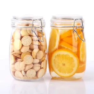Glass Containers with Lids Airtight Jars Wide Mouth Storage Canisters with Clasp for Flour Coffee Sugar Pickles Beans Candy Nuts Rice Pasta Bottles Organiser