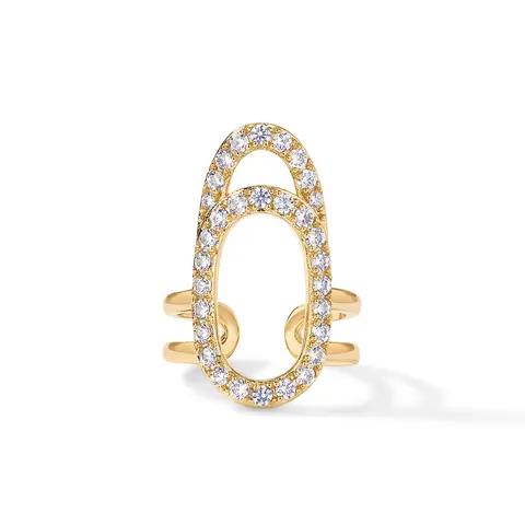 PAVOI 14K Gold Plated Manicure Nail Ring for Women - Adjustable Unique Fashion Statement Nail Ring