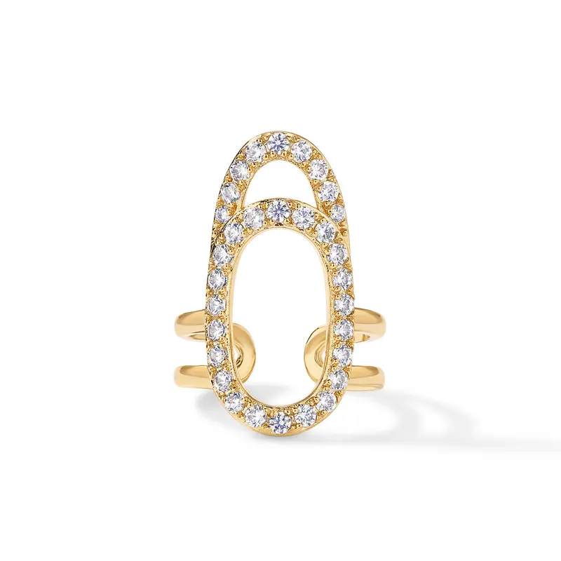 PAVOI 14K Gold Plated Manicure Nail Ring for Women - Adjustable Unique Fashion Statement Nail Ring