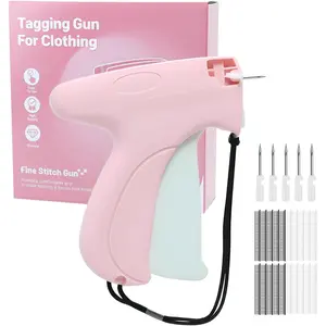 Handheld Stitch Gun for Clothes with 6 Needles 1000 Black & 1000 White 5mm Mini Fasteners Quick Clothing Fixer Micro Tagging Gun for Garments