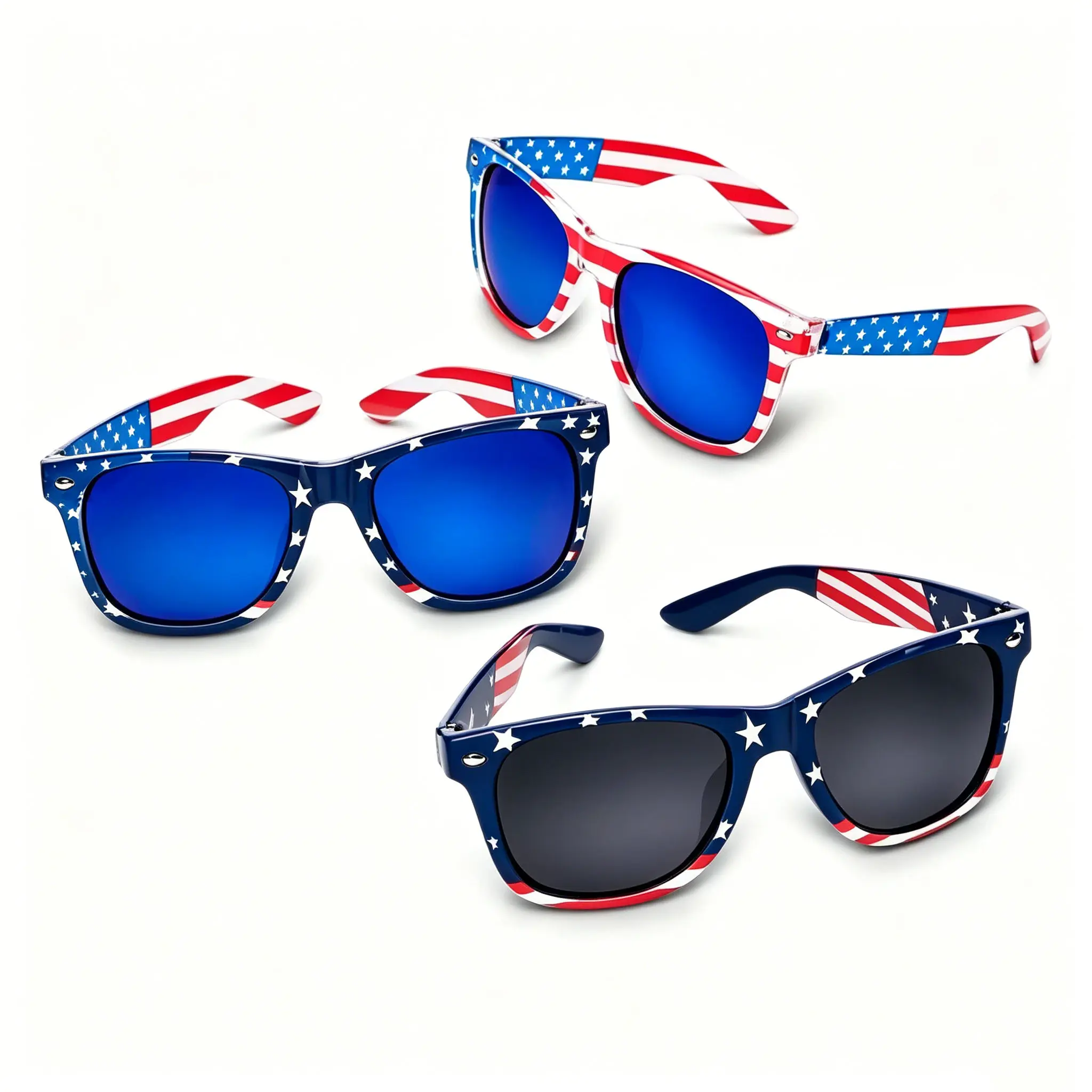 3 Pairs Patriotic American Flag Sunglasses, 4th of July Party Favors & Decor Accessories for Men, Women Teens (Independence Day Supplies)