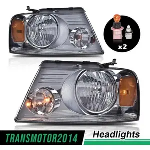 2Pcs Headlights Fit For 04-08 Ford F-150 F150 Pickup Smoke Lens Amber Corner G-PLUS