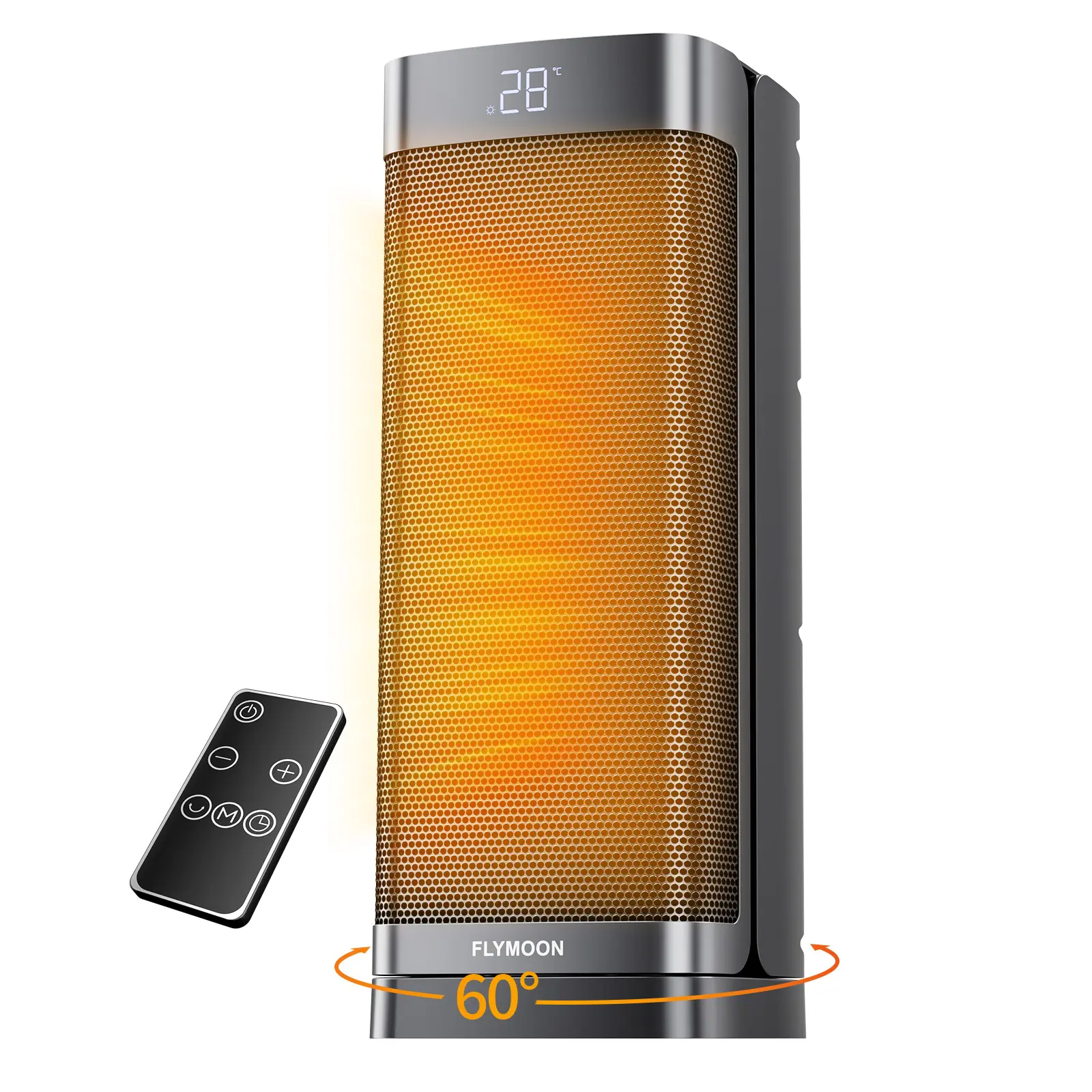 【Clearance Sale】Portable PTC Ceramic Electric Heater, 1500W Rapid Heat Delivery, 50-95°F Adjustable Thermostat, 60° Oscillation, 1-12 Hour Programmable Timer, 4 Modes, Thermal Fuse, Multifunction Heater for Office Bedroom