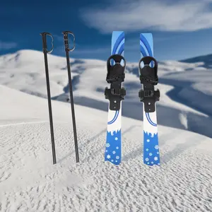 CNCEST Kids' Outdoor Beginner Snow Ski Set - Adjustable Bindings, 110lbs Capacity, 26.77in Blue ABS Skis & Poles for 2-8 Year Olds